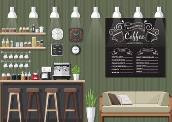 Green Coffee Shop Interior