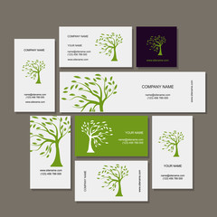 Business cards design, green tree