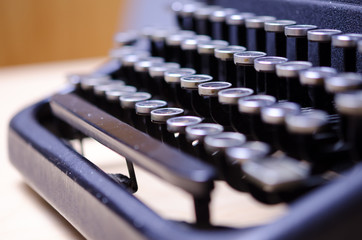 Typewriter Writing / Close-up of a vintage, retro typewriter.