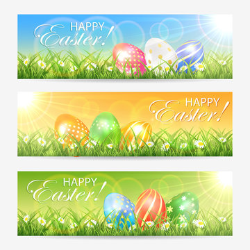 Easter cards with colored eggs