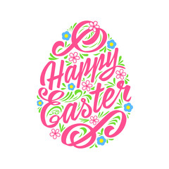 Happy Easter greeting Card, hand-drawing Lettering. Typography Inscription