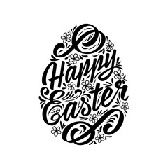 Happy Easter greeting Card, hand-drawing Lettering. Typography Inscription