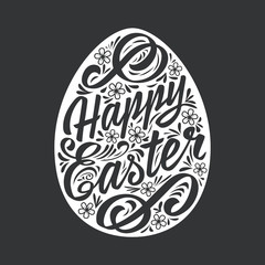 Happy Easter greeting Card, hand-drawing Lettering. Typography Inscription