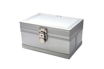 Aluminum  briefcase on white background.