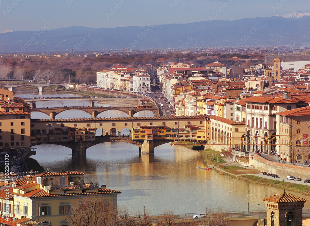 Wall mural florence with piazzale michelangelo, tuscany, italy