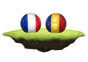 Naklejka premium France and Romania 3D team balls for Euro 2016 football championship tournament