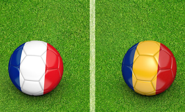 Team balls for France vs Romania Europe 2016 football tournament match in France