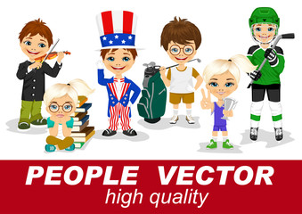 people vector with children's characters