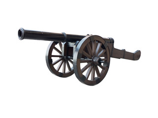 Iron cannon isolated over white