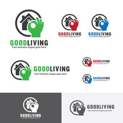 Good Living. Quality house logo. OK hand sign. Best accommodation 