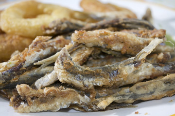 floured and fried anchovies
