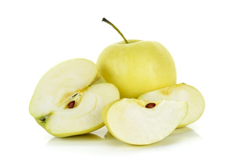 Yellow apple isolated on the white background