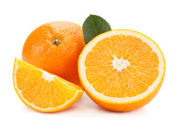 Orange citrus slice on white