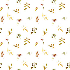 seamless pattern with watercolor leaves