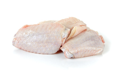 Raw chicken wing isolated on white background
