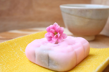 Mochi with green tea japanese dessert