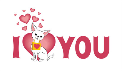 I love you
Маленькая собачка держит в зубах подарок