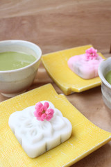 Mochi with green tea japanese dessert