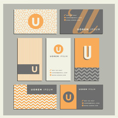 Set of coordinating business card designs with the letter u © TeddyandMia