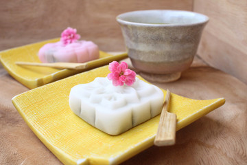 Mochi with green tea japanese dessert