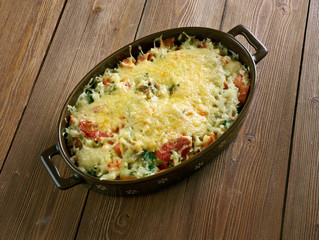 casserole of rice, vegetables