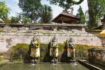 Fountains at Goagajah Temple (The Elephant Cave Temple). Ubud, Bali, Indonesia.