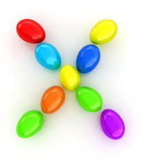 Alphabet from colorful eggs. Letter 