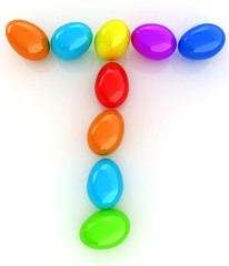 Alphabet from colorful eggs. Letter 