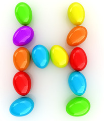 Alphabet from colorful eggs. Letter 