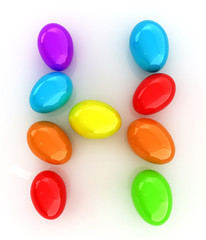 Alphabet from colorful eggs. Letter 