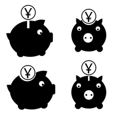 Yen money box icon set