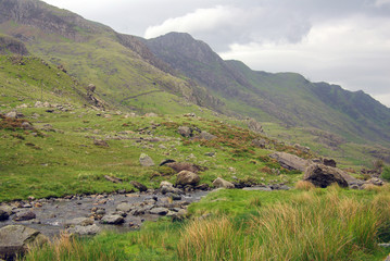 Fototapeta premium View of the mountain valley in Snowdonia National Park in Wales