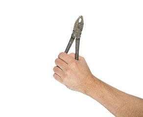 Hand holding  pliers