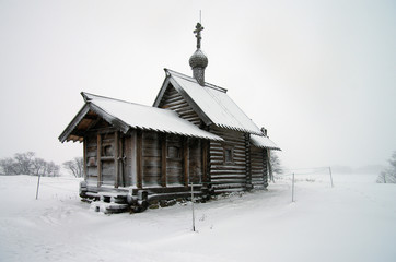 KARELIA, KIZHI, RUSSIA - January, 2016: North Russian wooden arc