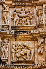 Famous erotic stone sculptures of Khajuraho