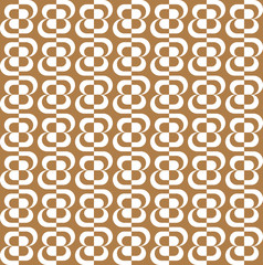 Abstract pattern with brown stylized flowers on white background