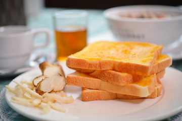 Breakfast toast with jam Helianthus tuberosus
