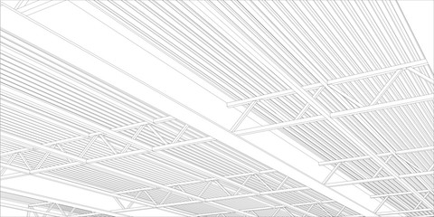 Abstract line vector construction industrial building.