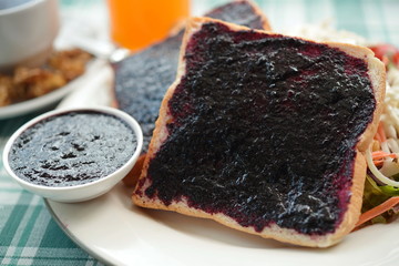 Mulberry jam breakfast bread.