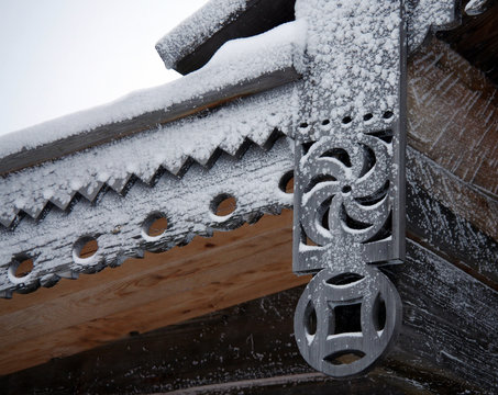 KARELIA, KIZHI, RUSSIA - January, 2016: North Russian wooden arc