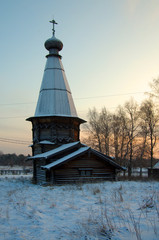 KOSMOZERO, KARELIA, RUSSIA - January, 2016: Church of the Assump