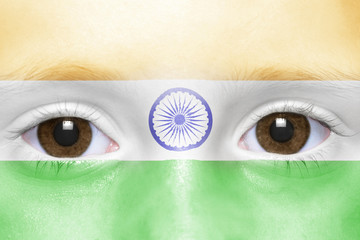 human's face with indian flag