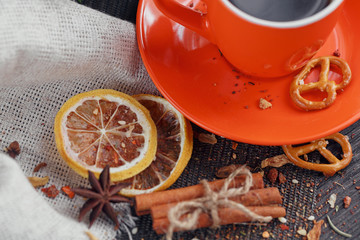 Cup of coffee with cookies