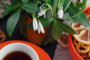 Cup of coffee with cookies