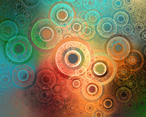 Abstract fractal design. Rings and bubbles.