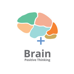 brain logo flat style with positive thinking concept 