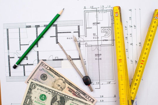 building plan with money