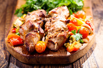 grilled meat with vegetables