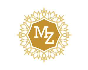 MZ initial royal letter logo