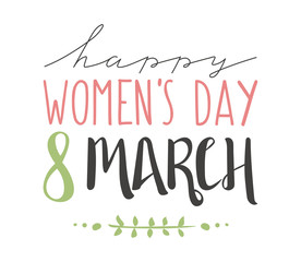 International Womens Day text 8 March for celebration greeting card design vector 